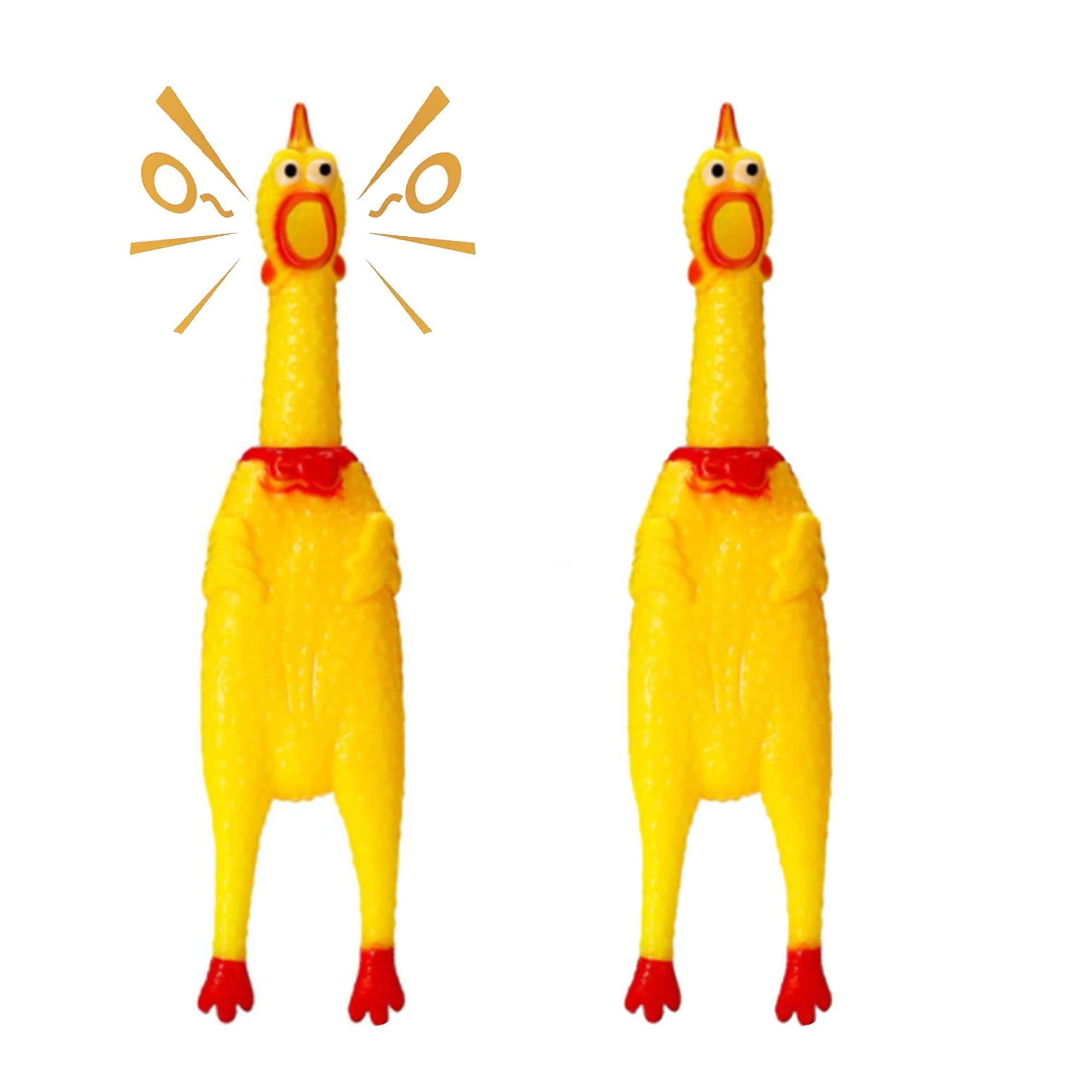 XFLYP 2 Pack 17cm Rubber Screaming Chicken Toy Yellow Rubber Squeaking, Novelty and Durable, Screaming Chicken Toy For Pets Funny Squeaky Chicken