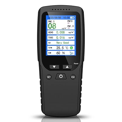 Air Quality Monitor, Formaldehyde Detector, Temperature &amp; Humidity Meter, Pollution Tester, Sensor; Detect PM2.5/PM10/PM1.0 Micron Dust, Test Indoor TVOC Volatile Organic Compound Gas