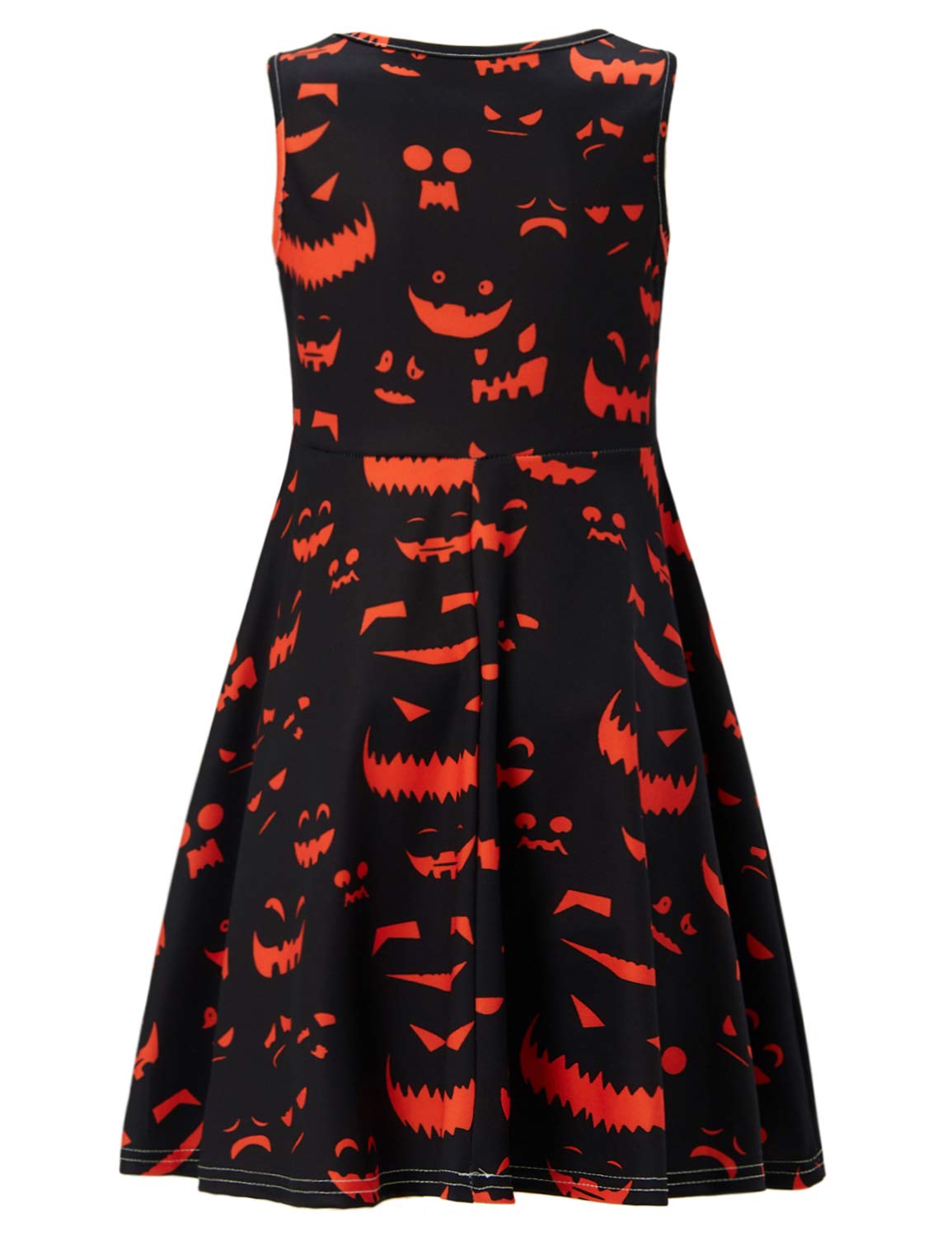 Idgreatim Girls Summer Printed Pumpkin Ghost Candy Sleeveless Round Neck Dress 4-5T