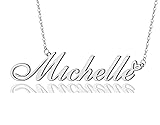 AOLO Michelle Heart Name Necklace Silver Stainless