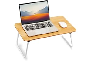 FISYOD Foldable Laptop Desk, Portable Lap Desk Bed Table, Lightweight Breakfast Table Tray Desk, Laptop Stand, Mini Table for Working Writing Drawing Eating Picnic-Oak