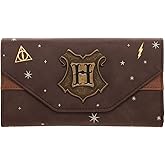 Harry Potter Hogwarts Metal Crest Foldover Flap Wallet Satchel Clutch Purse