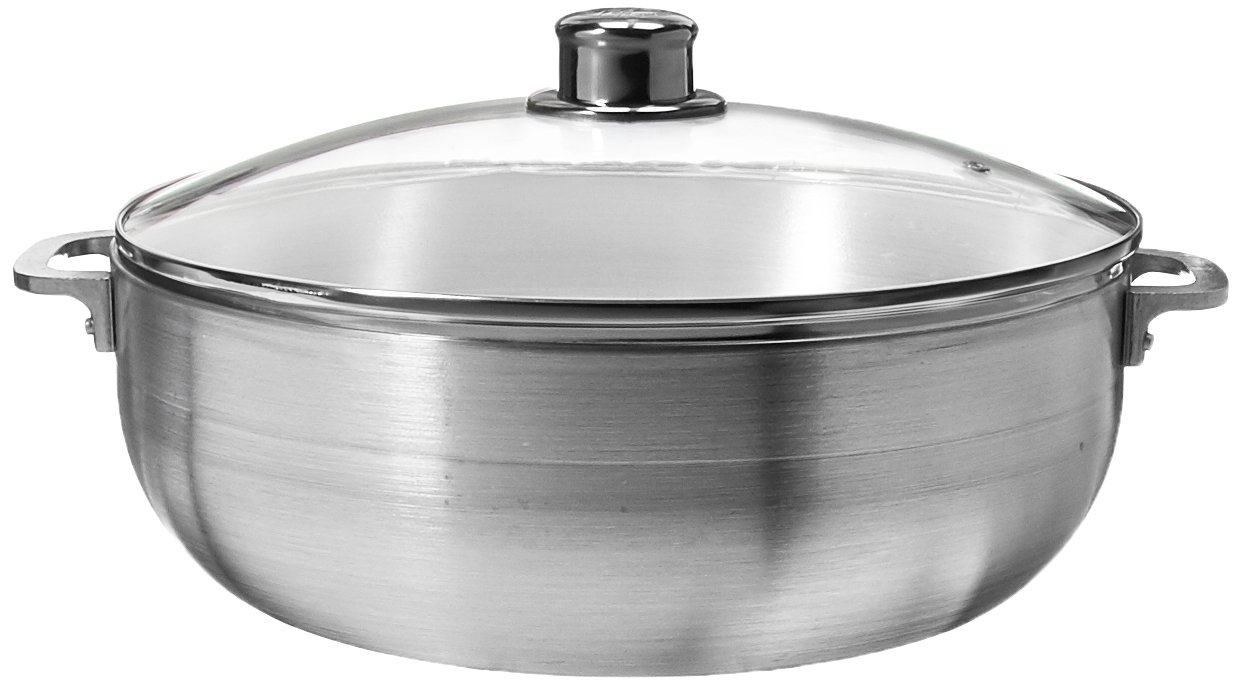 Uniware Aluminum Heavy Gauge Caldero Dutch Oven With Glass Lid, Silver, 10 quart