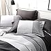 NTBAY 3 Pieces Microfiber Duvet Cover Set, Ultra Soft Zipper Closure Pattern Bedding Set, Queen Size, Grey Striped