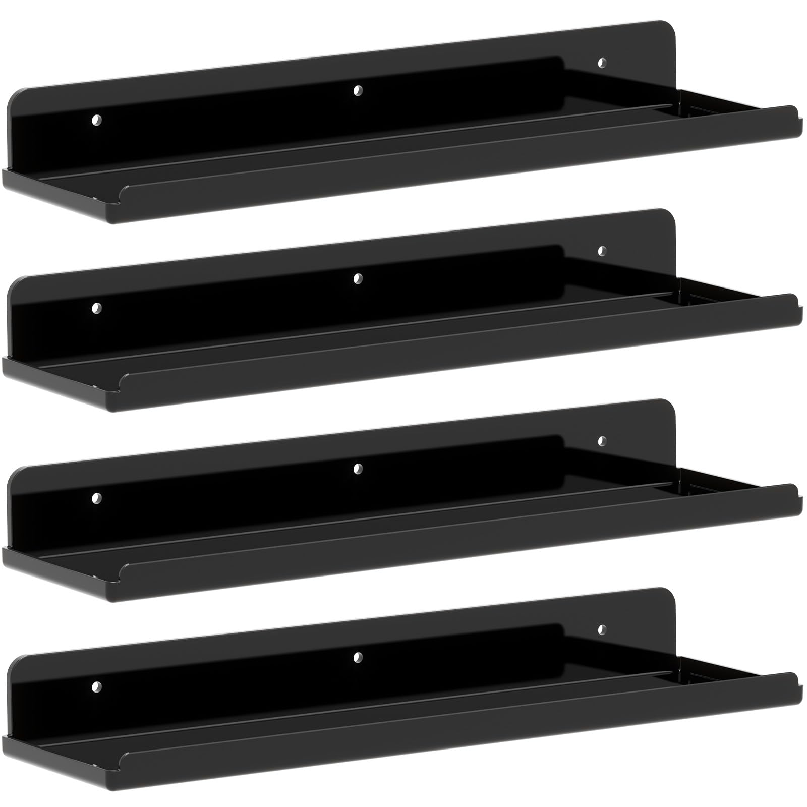 Photo 1 of Lifewit Floating Shelves for Wall, 4 Pack Black Acrylic Shelf 15" Room Decor for Bookcase/Vinyl Record Display/Photo/Picture in Bedroom, Living Room, Bathroom, Kitchen Storage and Organization