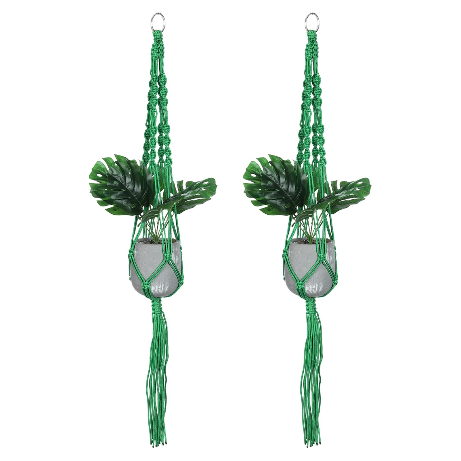 PATIKIL Macrame Plant Hangers Indoors, 2 Pack Hanging Plant Shelf Planter Basket Nylon Rope for Home Decor Hanging Wall Ceiling Window, Green