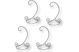 BANBERRY DESIGNS Silver Christmas Ornament Stands - Set of 4 Twisted Silver Display Stands - 7" H Holders