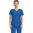 Cherokee Scrubs Top for Women Mock Wrap with 3 Pockets, Soft, 2-Way Stretch & Durable Fabric - WW610