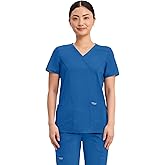 Cherokee Scrubs Top for Women Mock Wrap with 3 Pockets, Soft, 2-Way Stretch & Durable Fabric - WW610