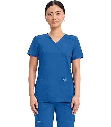 Amazon.com: Cherokee Infinity Scrub Top for Women Mock Wrap