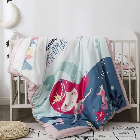 Buy Pomco Mini Crib Bedding Set 5pcs Mermaid Crib Baby Bedding Set Includes Crib Comforter And Pillow Insert Crib Duvet Cover Fitted Sheet And Pillowcase Animal Crib Bedding Set For Baby Boy Girl