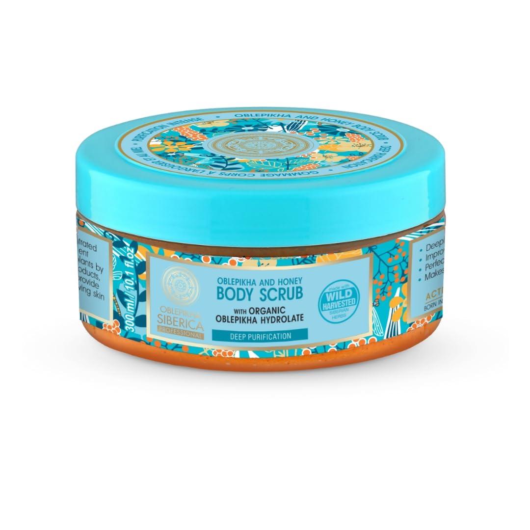 Oblepikha Natural Sugar Body Scrub - Exfoliating Body Scrub And Peeling For Smooth Radiant Skin 300ml