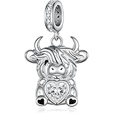Peireara Highland Cow Charms 925 Sterling Silver Cow Bead Charm Highland Cow Gifts Highland Cow Jewelry for Women Cow lover