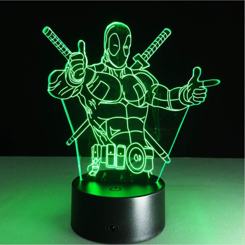 zhkn The Avengers Deadpool 3D Lámpara De Mesa Led Marvel Super Hero 7