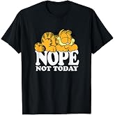 Garfield Nope Not Today Lazy Cat Bold Logo T-Shirt - Unisex-Adults, Unisex-Kids - Black - Short Sleeve - T-Shirt - Novelty T-Shirts