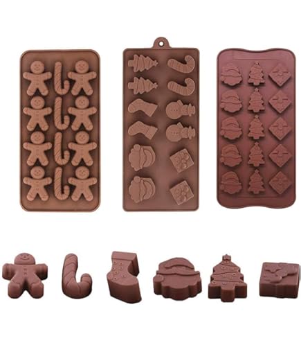 Moule Silicone Noël 14 Cavités – Arbre De Noël Pour Chocolat, Bonbons, Fondant, Savon | Environ 20,5x13 Cm, Alimentaire
