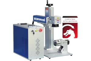 SFX 100W(100,000mW) CLASS 4 JPT M7 MOPA Fiber Laser Marking Machine Fiber Laser Engraver Laser Marker 300×300mm with 80mm Rotary Axis and Heightened 800mm Tower Lightburn Compatible