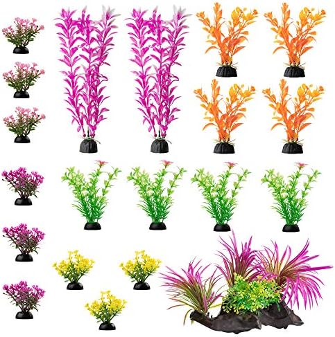 AroPaw Aquarium Decorations 20-30 Pack Lifelike Plastic Decor Fish Tank Plants