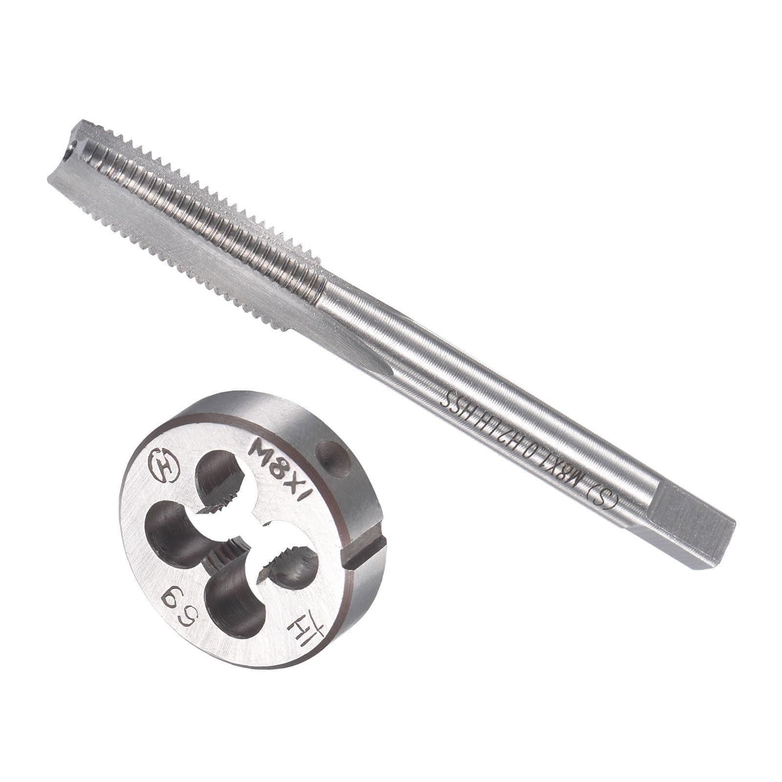 CoCud Tap and Die Set, M8 x 1 Thread, Left Hand Metric High-Speed Steel Machine Screw Tap & Round Die Tool Kit - (Applications: for Threading Tapping Repairing), 1-Set