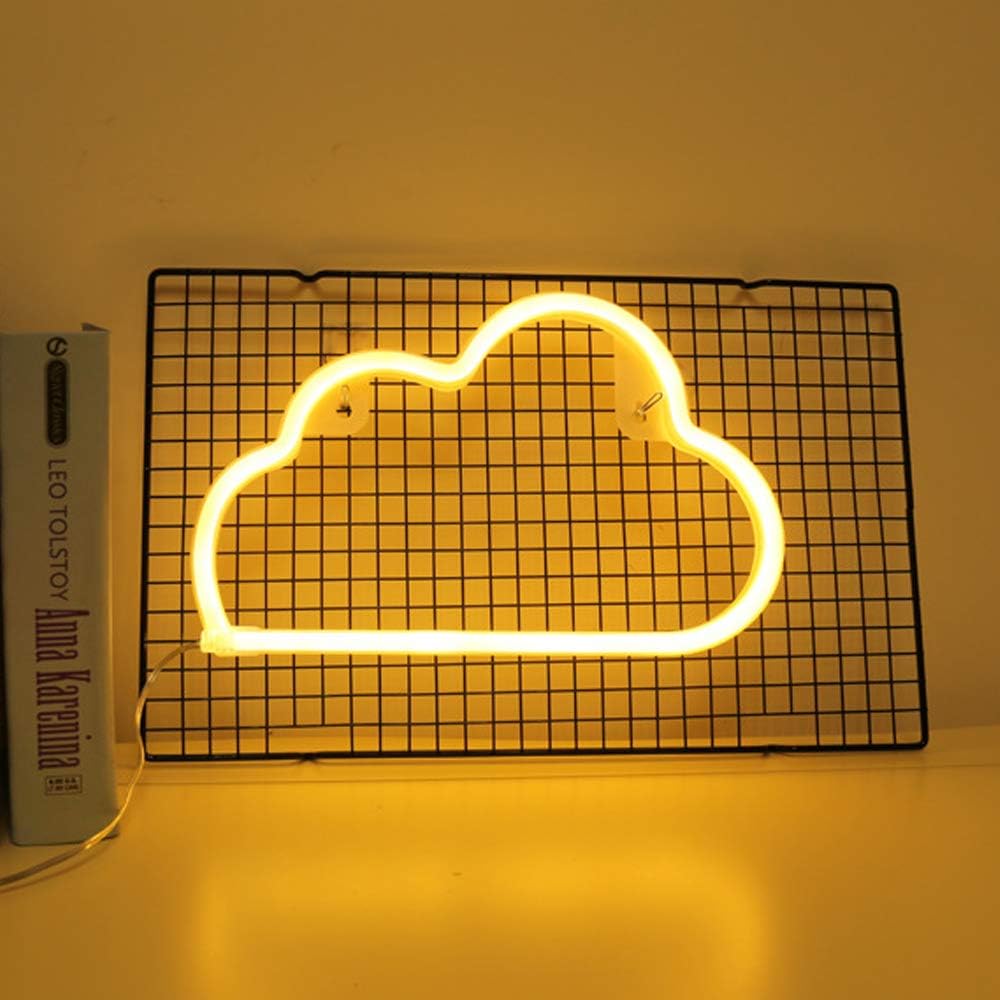 DINOWIN Neon Lights LED Cloud Signs Wall Light Room Decor Night Lights Battery and USB Operated for Children Baby Room Hose Bar Wedding Party Decoration (Cloud)