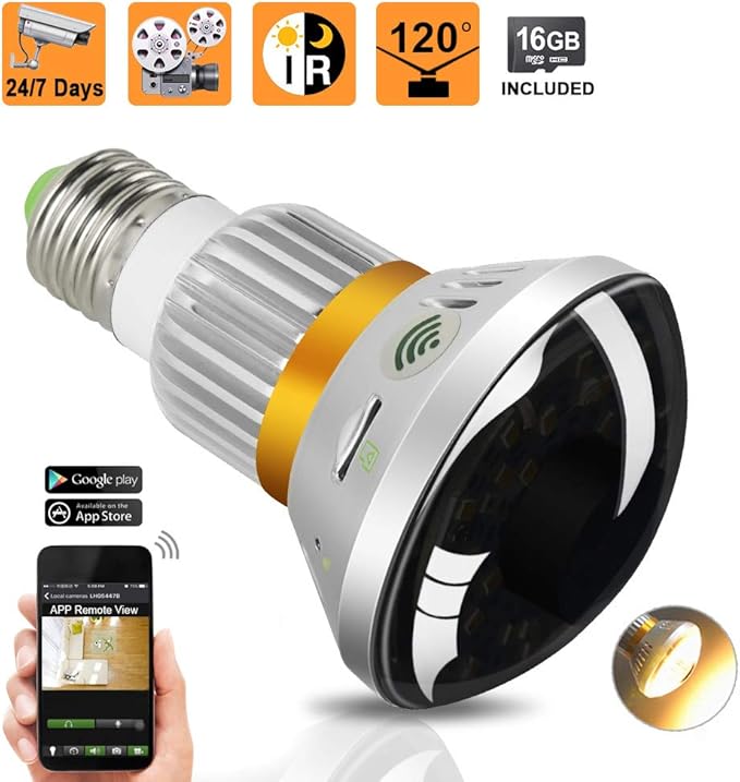 16GB 720P HD Wifi Hidden Nanny Camera LED Light Bulb Amazon.co.uk