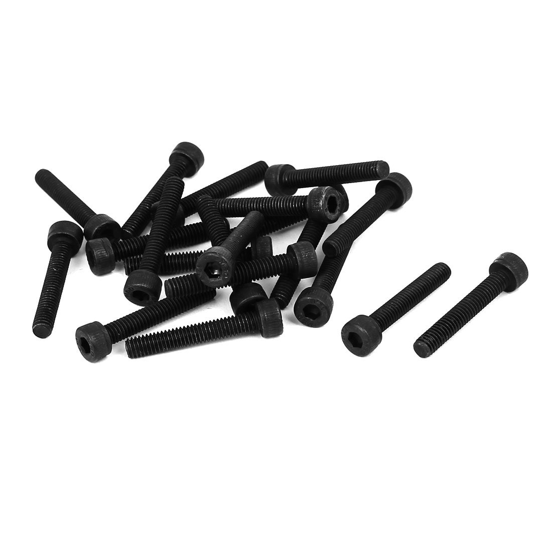 Sourcingmap M4 x 25mm Alloy Steel 12.9 Grade Cap Point Hex Socket Head Screw Black 20PCS