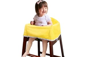 Solfres Dual-Belt High Chair Cover, Baby High Chair Cover, Upgrade Version, for Wooden or Restaurant High Chair, Sturdy and Robust Material, Yellow