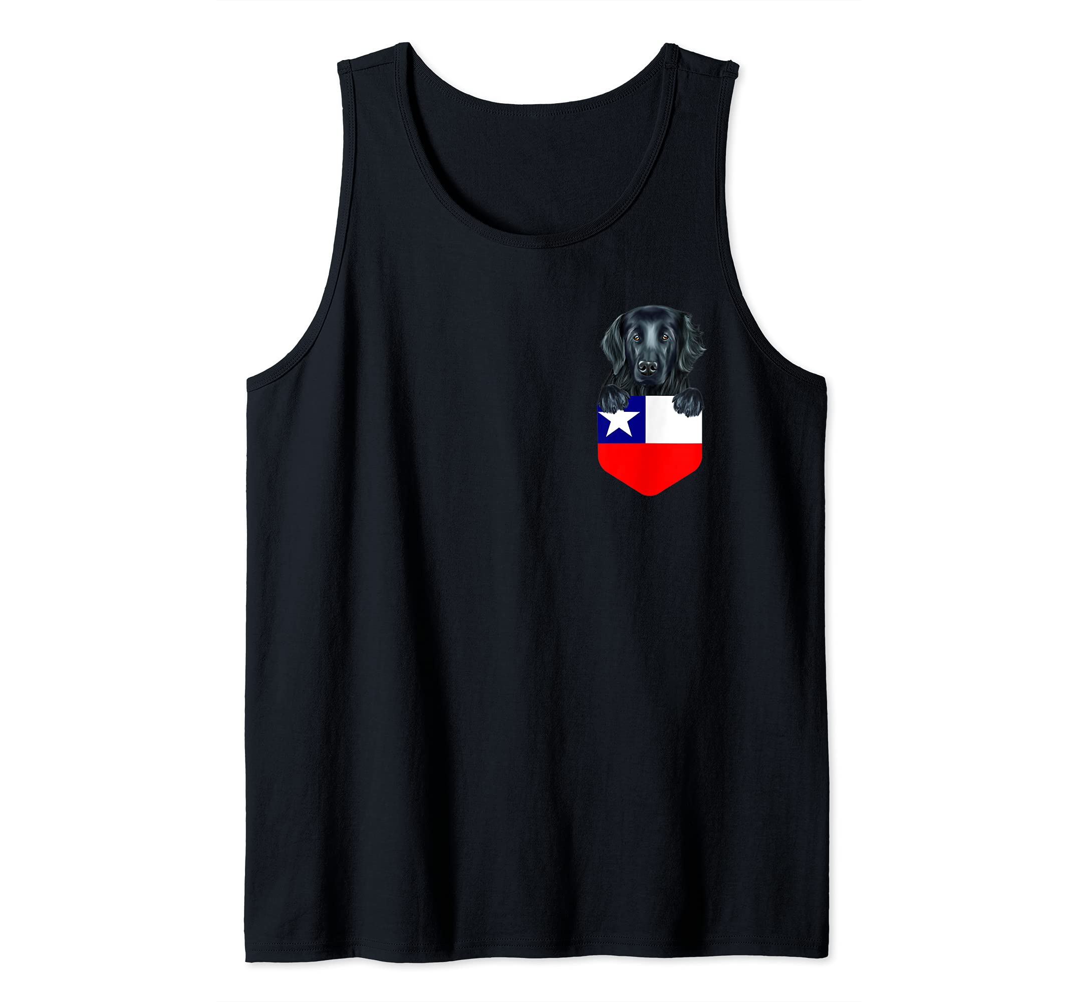 Chile Flag Flat-Coated Retriever Dog In Pocket Tank Top