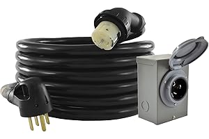 Conntek GIB1450-025 Duo-Rain Seal 50Amp Power Inlet Box and Temp Power Cord Combo Kit, 25 Feet