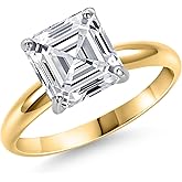 Gem Stone King 5.00 Ct IGI Certified Lab Grown Diamond 14K 2-Tone Gold Solitaire Engagement Ring for Women | Asscher Cut | E-F Color | VS1-VS2 Clarity