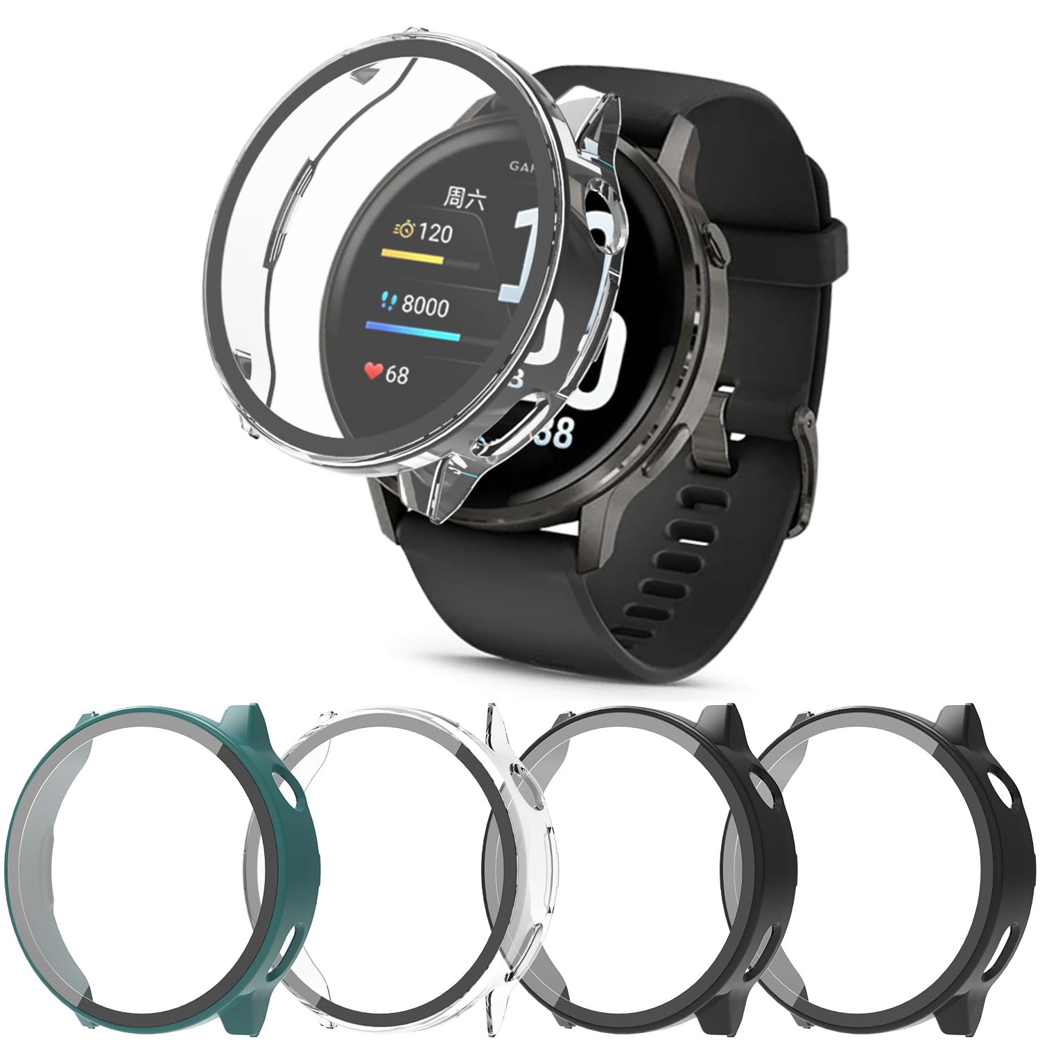 Photo 1 of [4-Pack] Case with Tempered Glass Screen Protector Compatible with Garmin Venu 4 45mm, Bumper Full Coverage Protective Hard PC Cases Face Cover for Venu4 45mm