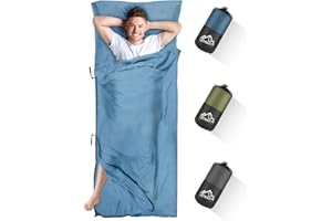 LSTRAGY Sleeping Bag Liner, Updated Adult Sleep Sack & Travel Sheets with Foot Zipper, Lightweight and Portable Camping Sleeping Bag Liners - Ideal for Backpacking, Hostels and Camping