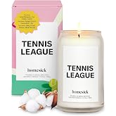 Homesick Scented Candles for Home (Tennis League) - 13.75 oz Long-Lasting Soy Wax Blend Jar Candle Gifts for Women &amp; Men, 60-80 Hours Burn Time - Notes of Lime Blossom, Orange Flower, Salted Musk