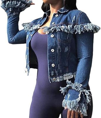 women's destructed denim jacket