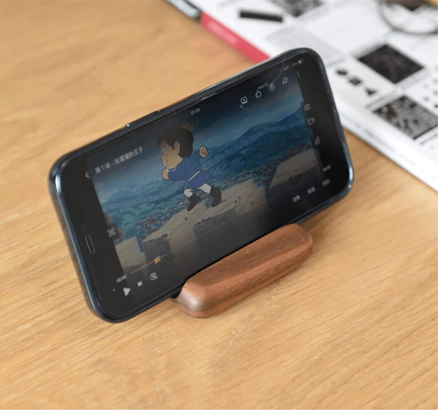 KIRORAN スマホスタンド タブレットスタンド スマートフォンホルダー スタンド 卓上 携帯スタンド iphone スタンド アイホンスタンド 木製 充電スタンド 充電台 横置き縦置きもオッケ ハンズフリー 両手解放 コンパクトサイズ 持ち運びやすい iphone アンドロイド対応 (スマホ用) の商品画像