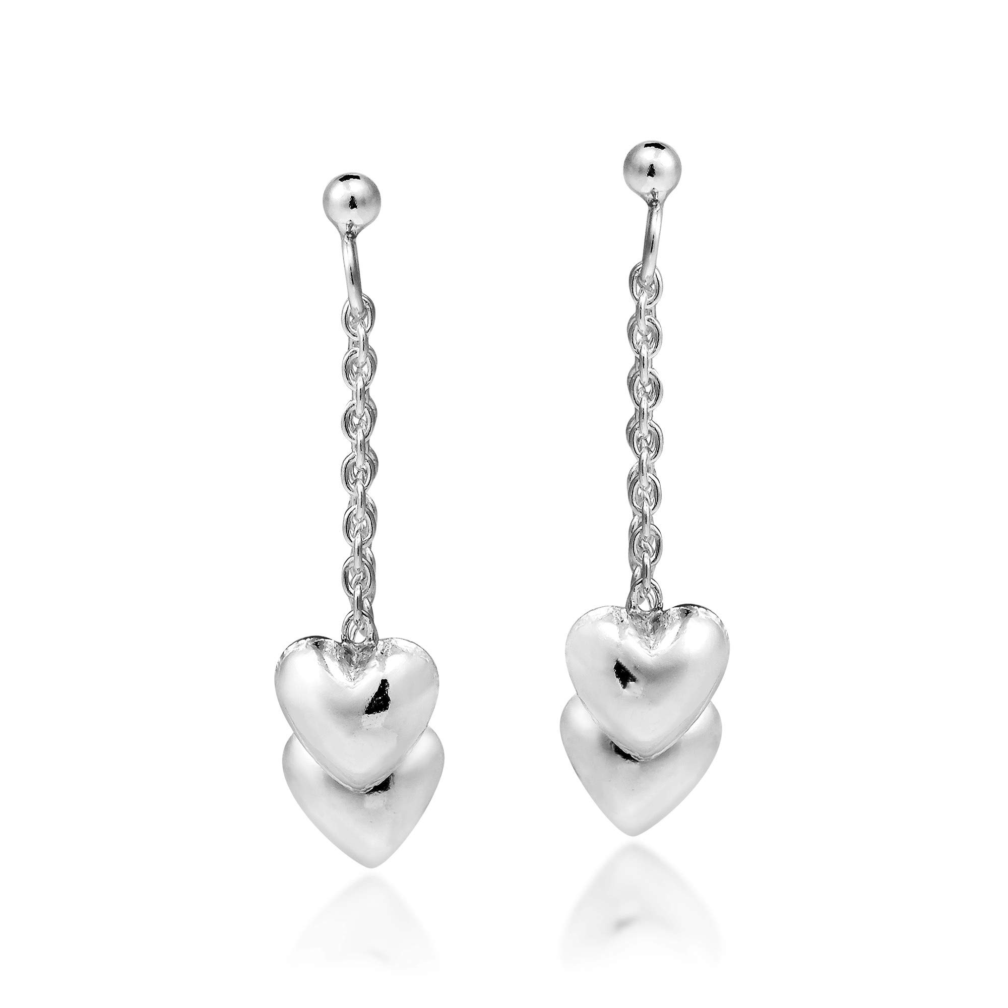 AeraVida Barbie Fashion Heart Drop .925 Sterling Silver Dangle Earrings