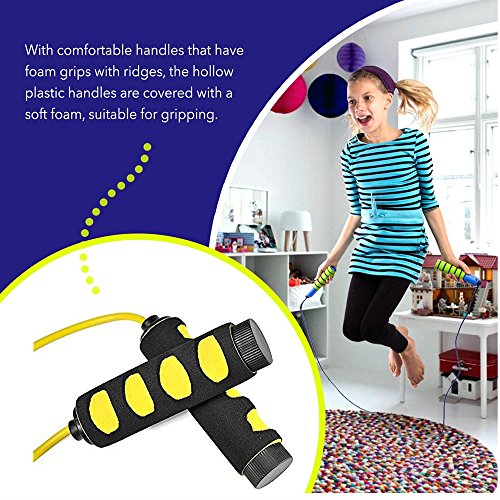 KINGSOO Jump Rope for Kids Adult- Adjustable Speed Jump Rope Lightweight Exercise Fitness (2PACK-Yellow)