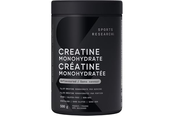 Sports Research® Creatine Monohydrate Powder 5g, Unflavored (100 Servings) | Micronized Creatine Supporting Lean Muscle, Perf