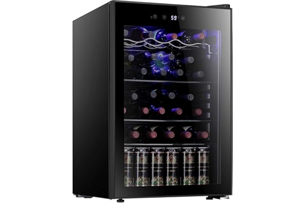 Antarctic Star 36 Bottle Wine Cooler/Cabinet BeverageRefrigerator Small Mini Wine Cellar Beer Soda Bar Fridge Quiet Operation Compressor Adjust Temperature Freestanding Black, 4.4 Cu. ft