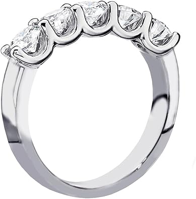 VIP Jewelry Art 1.25 CT TW U-Prong Set Round Diamond Anniversary Wedding Ring in 14k White Gold