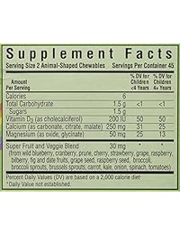 Super Earth Rainforest Animalz: calcio, magnesio y vitamina D3, sabor vainilla natural, 90 masticables,...