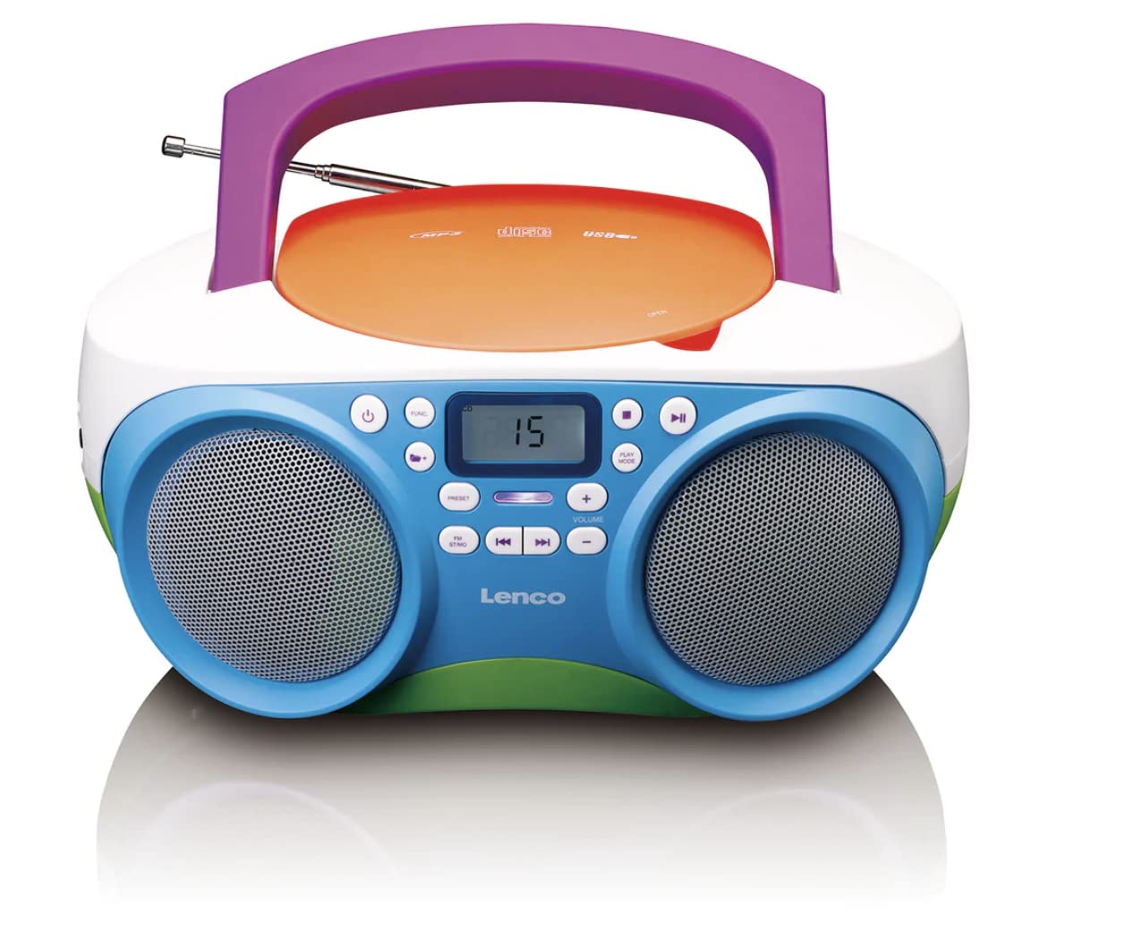 Lenco Scd-41 - Lecteur Cd Pour Enfants - Radio Cd - Chaîne Stéréo - Boombox - Radio Fm - Port Usb - Mp3 - Puissance 2 X 1 W Rms - Alimentation Secteur Et Piles - Multicolore