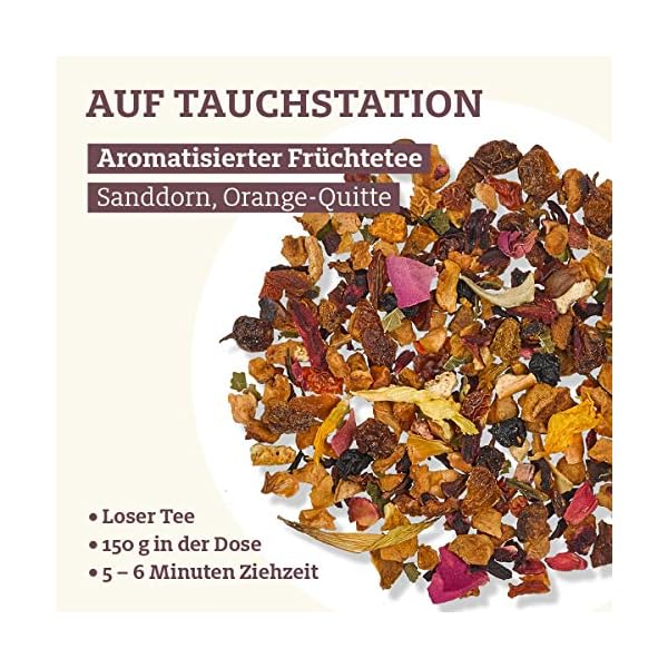 Trink Meer Tee AUF TAUCHSTATION - ein aromatisierter Früchtetee mit Sanddorn, Orange-Mandarine | 150g – Bild 5