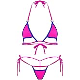 Women 2 Pieces Mini Bikini Set Sexy Cut Out Swimwear Halter Micro Lingerie Tie String Swimsuit