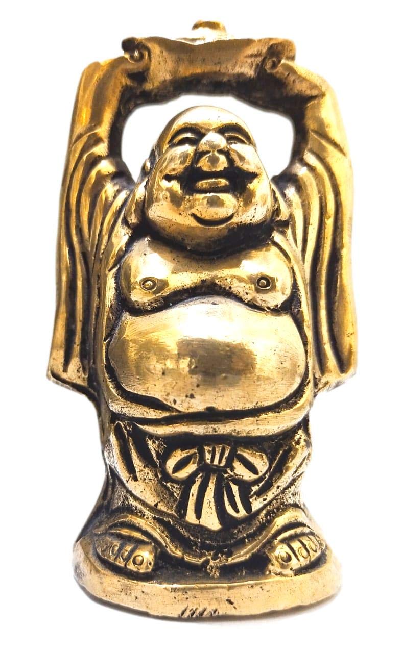 athizay Brass Laughing Buddha Statue – Antique Gold Finish – Feng Shui Idol for Wealth & Positivity – Small Decorative Showpiece for Home, Office & Gifting (Brass Laughing Buddha Gold)