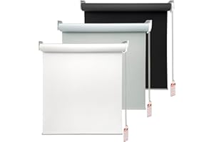 HOMEBOX 100% Blackout Roller Window Shades, Window Blinds with Thermal Insulated, UV Protection Waterproof Fabric, roll up and Down Blinds for Home and Office (White - 27" W x 72" H)