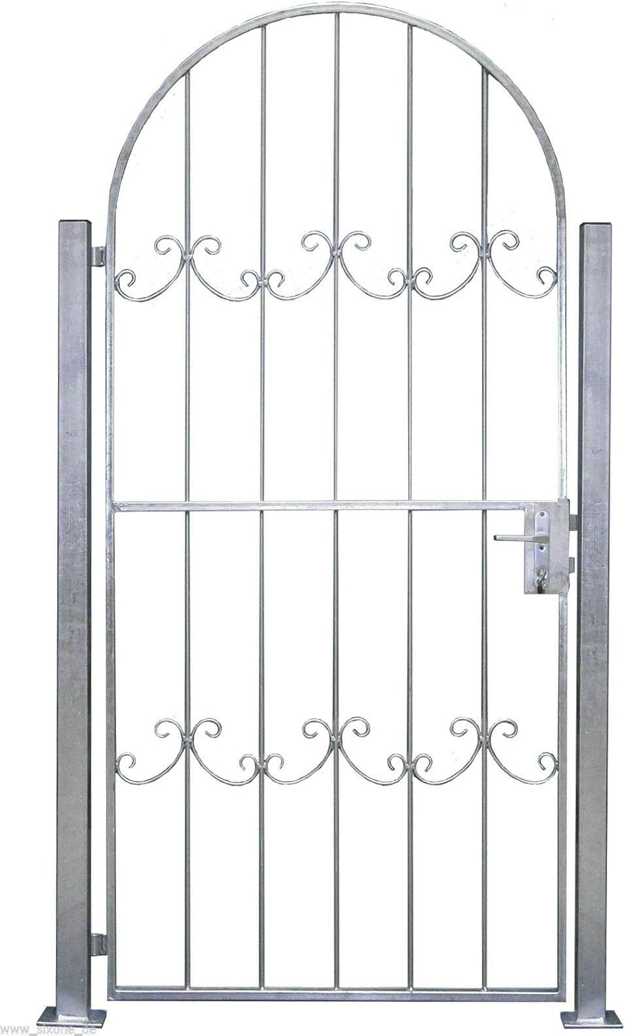 Gartentor Komplett-Set Luna Rundbogentor inkl. Pfosten Türgriff 960x1990 mm