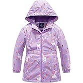 Sowllars Girls Rain Jacket, Windbreaker Kids Raincoat Waterproof Zip Jacket with Fleece Liner