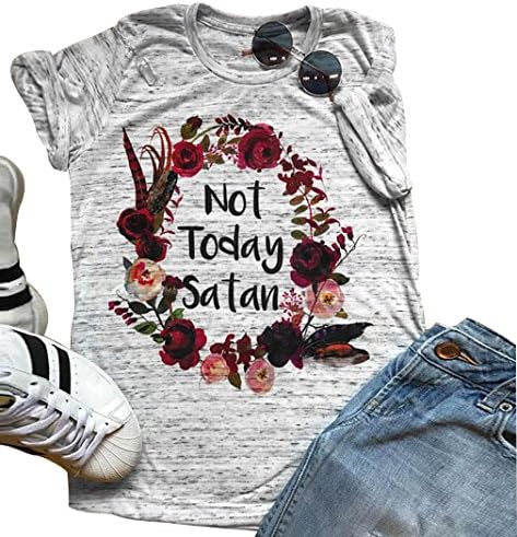 LONBANSTR Women Not Today Satan T-Shirt Casual Short Sleeve Tops Tee