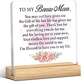 Bonus Mom Gift, Bonus Mom Mothers Day Gifts, Bonus Mom Gift From Son Daughter, to My Bonus Mom Acrylic Sign Keepsake Present